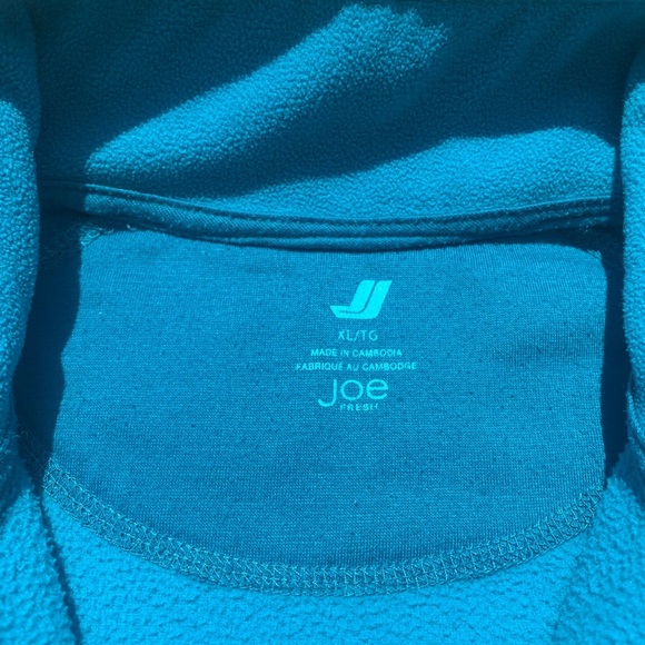 💛 Joe Fresh Women's Teal Blue 1/4 Zip Fleece Pullover - Size XL/TG - Picture 3 of 7